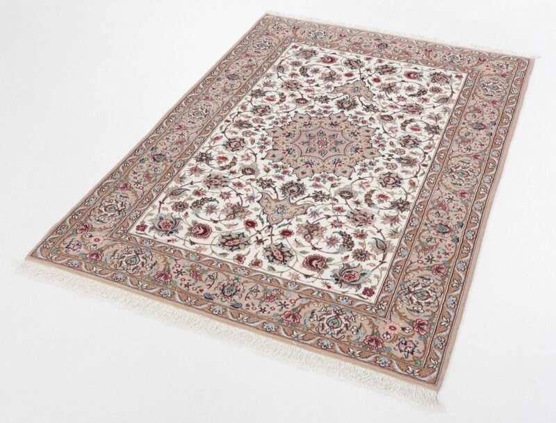 Isfahan Perserteppich 100 × 157 cm, Schurwolle Seide, handgeknüpft