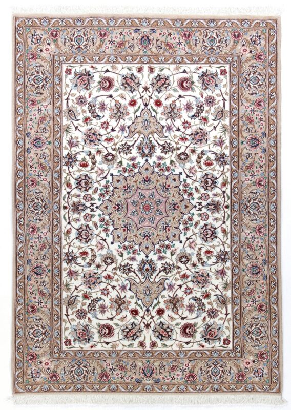 Isfahan Perserteppich 100 × 157 cm, Schurwolle Seide, handgeknüpft