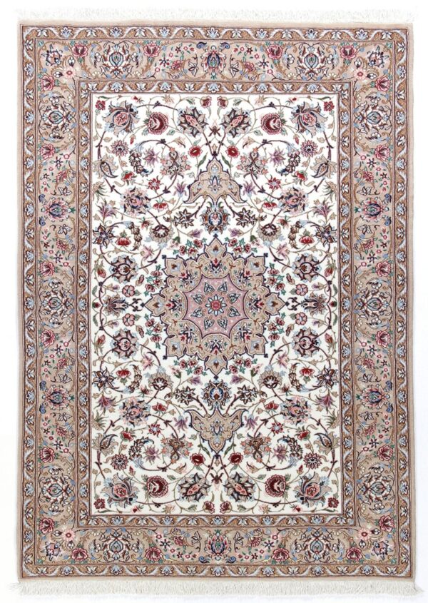 Isfahan Perserteppich 100 × 157 cm, Schurwolle Seide, handgeknüpft