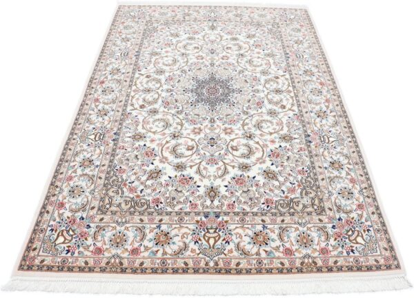 Isfahan Perserteppich 130 × 200 cm, Schurwolle Seide, handgeknüpft