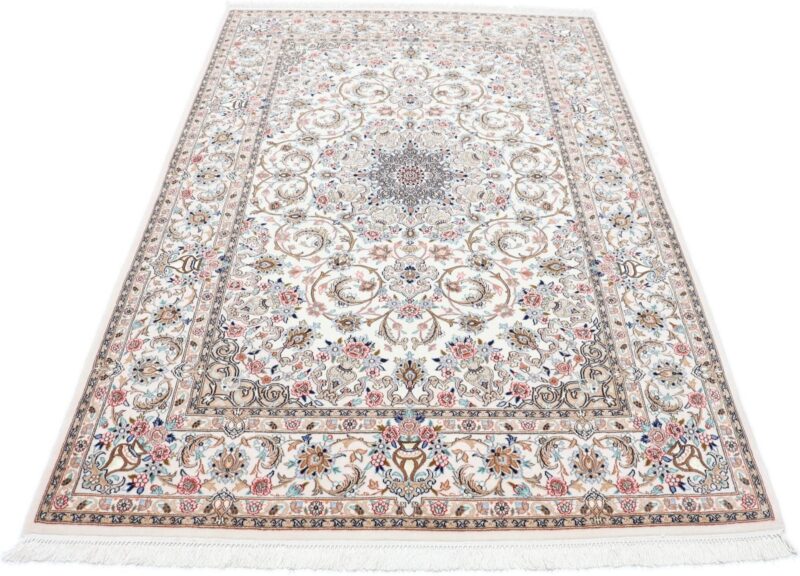Isfahan Perserteppich 130 × 200 cm, Schurwolle Seide, handgeknüpft