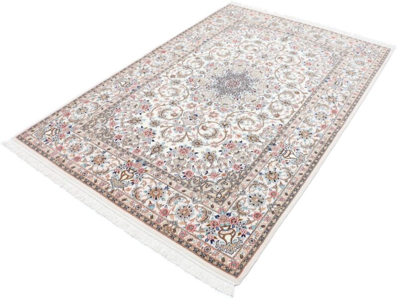 Isfahan Perserteppich 130 × 200 cm, Schurwolle Seide, handgeknüpft