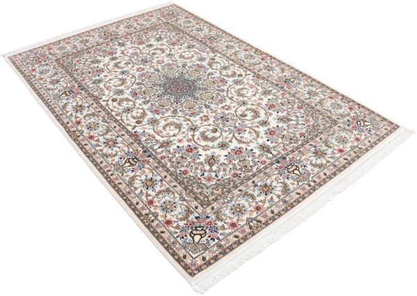 Isfahan Perserteppich 130 × 200 cm, Schurwolle Seide, handgeknüpft