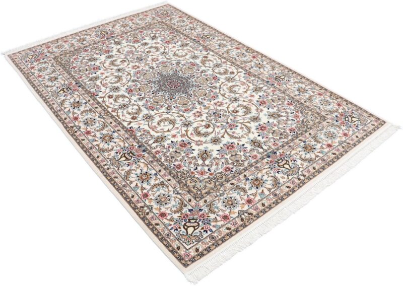 Isfahan Perserteppich 130 × 200 cm, Schurwolle Seide, handgeknüpft