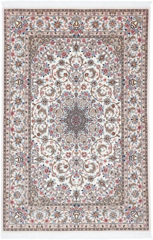 Isfahan Perserteppich 130 × 200 cm, Schurwolle Seide, handgeknüpft