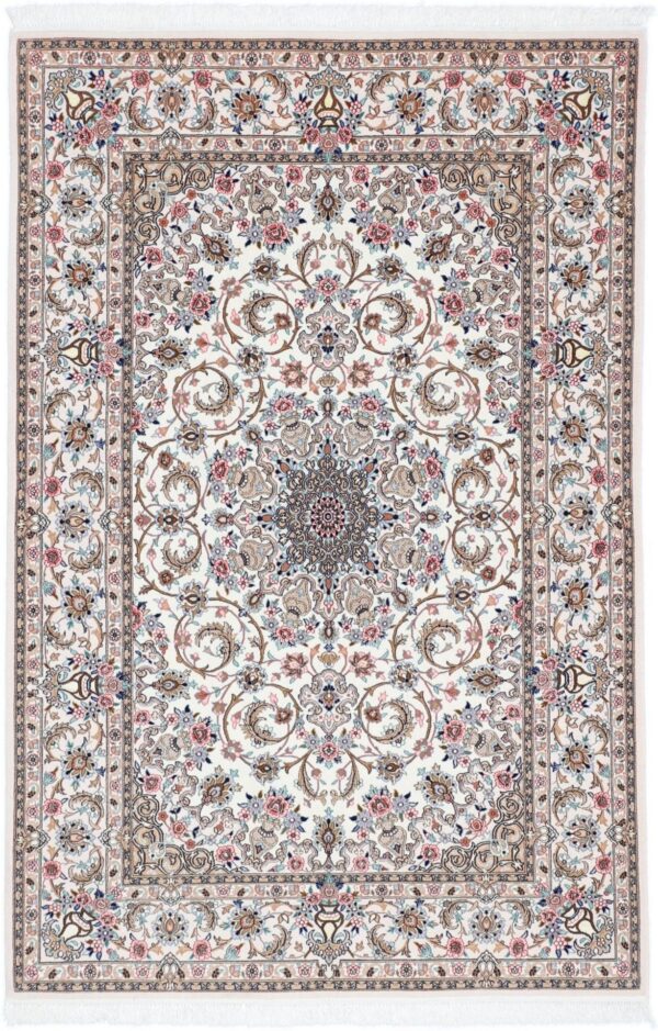 Isfahan Perserteppich 130 × 200 cm, Schurwolle Seide, handgeknüpft