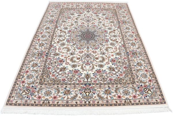 Isfahan Perserteppich 130 × 200 cm, Schurwolle Seide, handgeknüpft