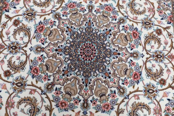 Isfahan Perserteppich 130 × 200 cm, Schurwolle Seide, handgeknüpft