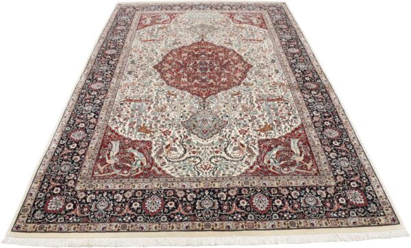 Isfahan Perserteppich 140 × 230 cm, Schurwolle Seide, handgeknüpft