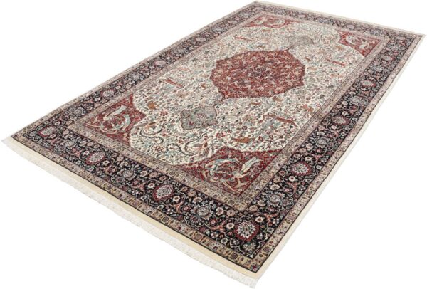 Isfahan Perserteppich 140 × 230 cm, Schurwolle Seide, handgeknüpft