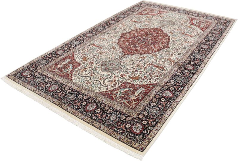 Isfahan Perserteppich 140 × 230 cm, Schurwolle Seide, handgeknüpft