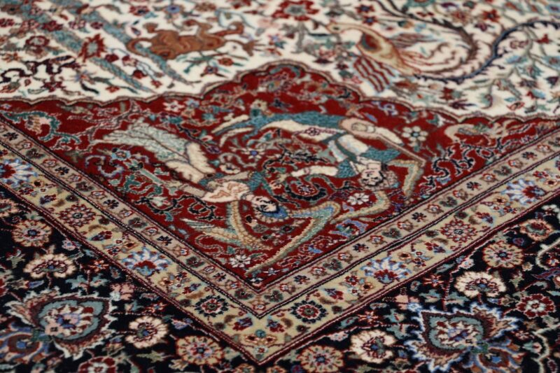 Isfahan Perserteppich 140 × 230 cm, Schurwolle Seide, handgeknüpft