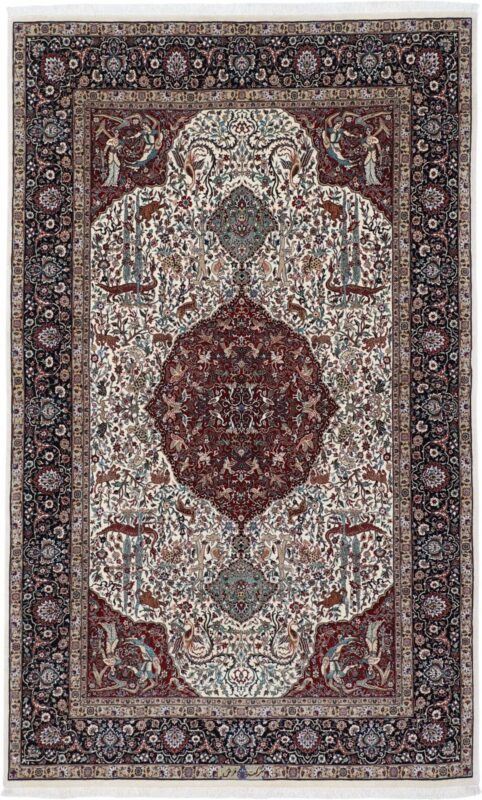 Isfahan Perserteppich 140 × 230 cm, Schurwolle Seide, handgeknüpft