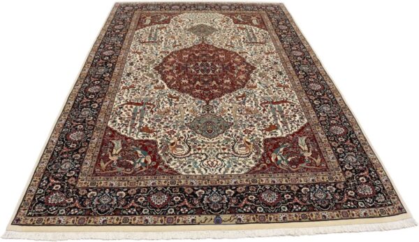 Isfahan Perserteppich 140 × 230 cm, Schurwolle Seide, handgeknüpft