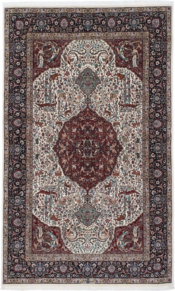 Isfahan Perserteppich 140 × 230 cm, Schurwolle Seide, handgeknüpft