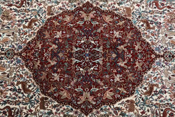 Isfahan Perserteppich 140 × 230 cm, Schurwolle Seide, handgeknüpft