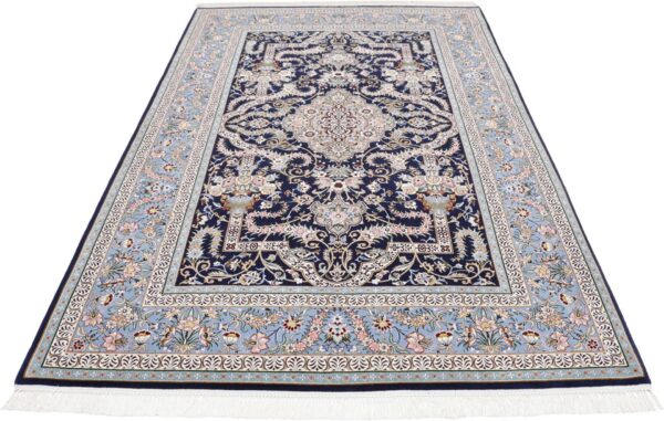 Isfahan Perserteppich 147 × 230 cm, Schurwolle-Seide, handgeknüpft
