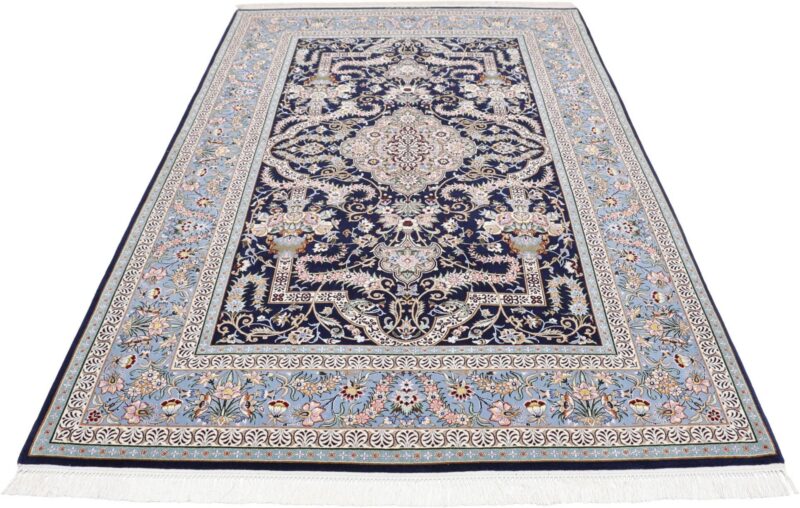 Isfahan Perserteppich 147 × 230 cm, Schurwolle-Seide, handgeknüpft