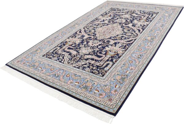Isfahan Perserteppich 147 × 230 cm, Schurwolle-Seide, handgeknüpft
