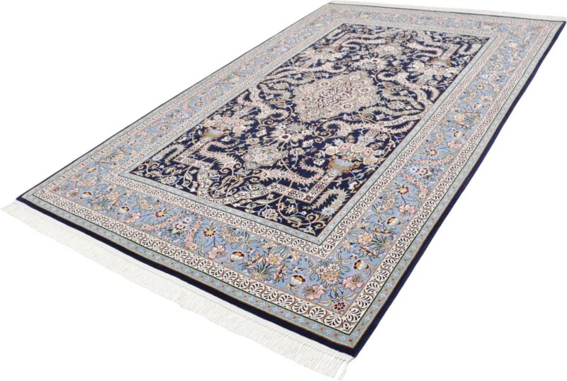 Isfahan Perserteppich 147 × 230 cm, Schurwolle-Seide, handgeknüpft