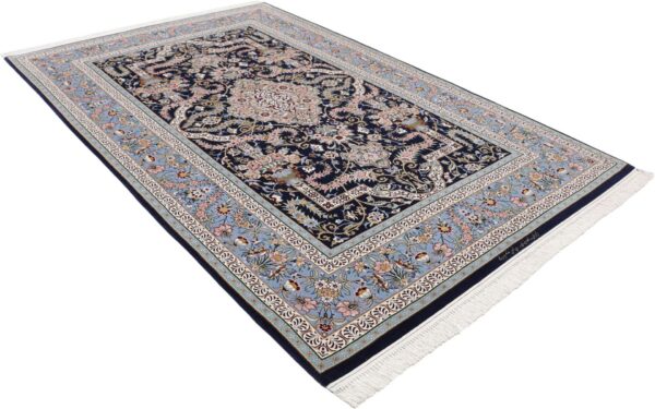 Isfahan Perserteppich 147 × 230 cm, Schurwolle-Seide, handgeknüpft