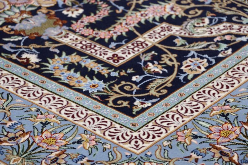 Isfahan Perserteppich 147 × 230 cm, Schurwolle-Seide, handgeknüpft