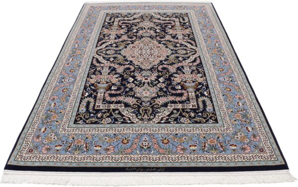 Isfahan Perserteppich 147 × 230 cm, Schurwolle-Seide, handgeknüpft
