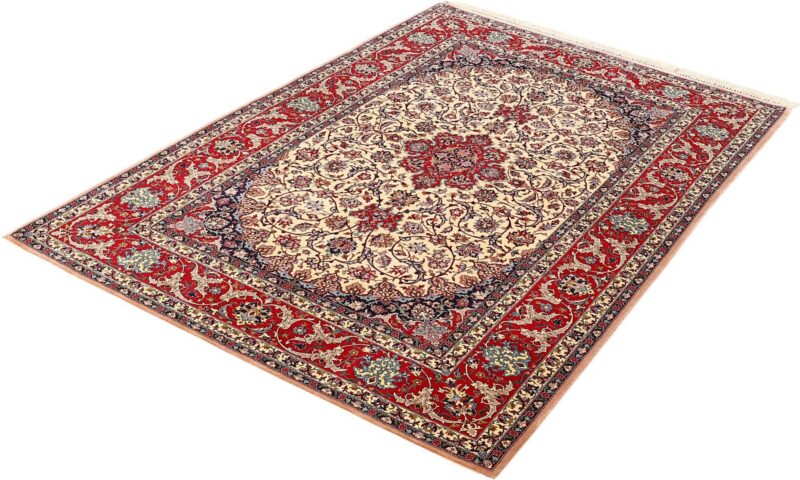 Isfahan Perserteppich 148 × 224 cm, Schurwolle-Seide, handgeknüpft