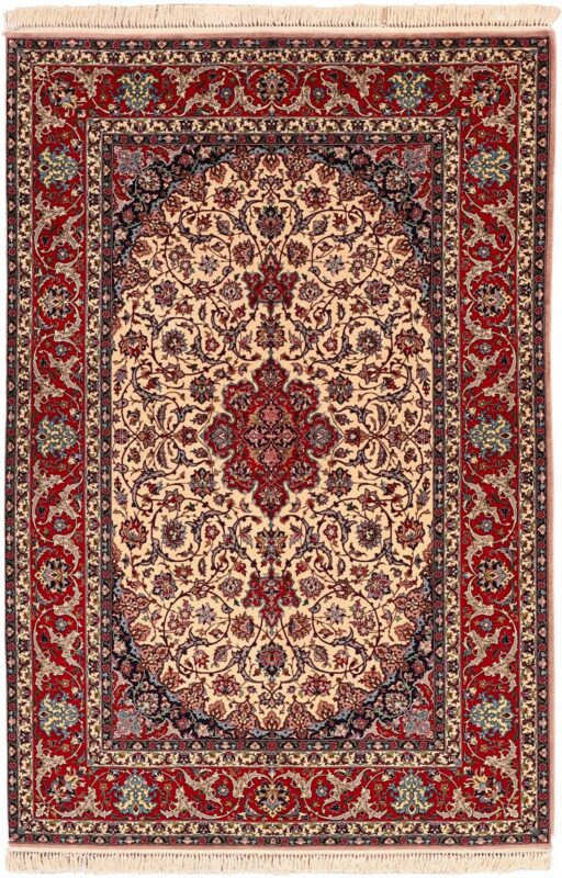 Isfahan Perserteppich 148 × 224 cm, Schurwolle-Seide, handgeknüpft