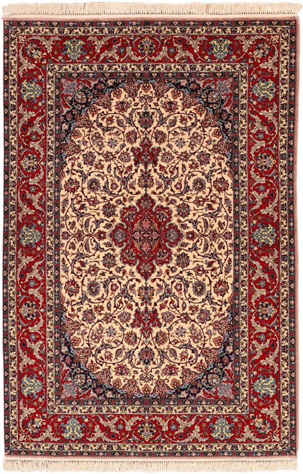 Isfahan Perserteppich 148 × 224 cm, Schurwolle-Seide, handgeknüpft