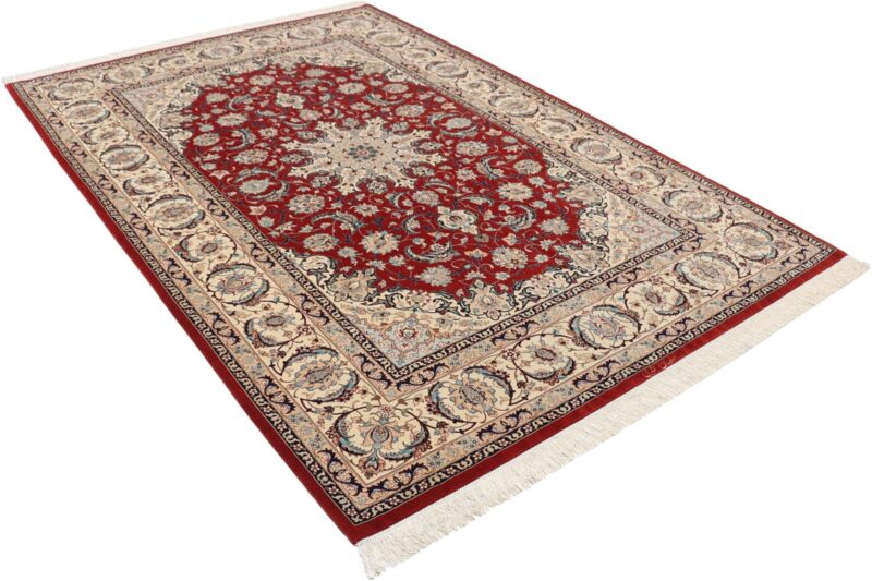 Isfahan Perserteppich 150 × 226 cm, Schurwolle Seide, handgeknüpft