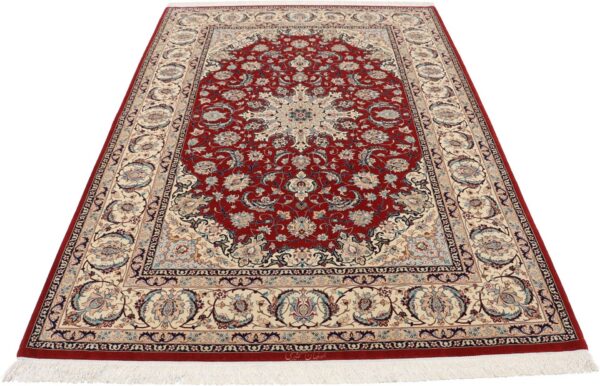 Isfahan Perserteppich 150 × 226 cm, Schurwolle Seide, handgeknüpft