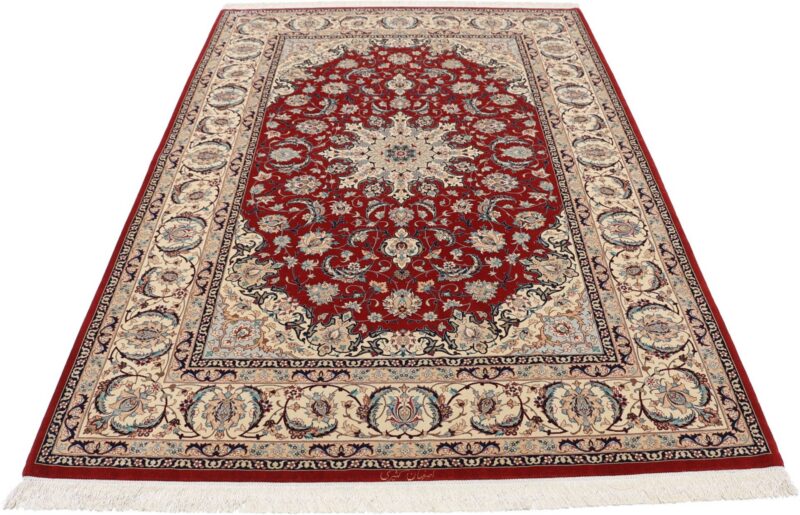 Isfahan Perserteppich 150 × 226 cm, Schurwolle Seide, handgeknüpft