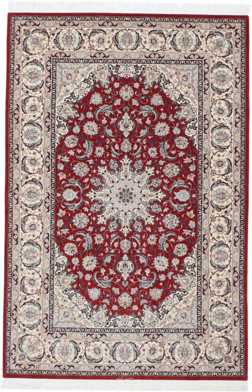 Isfahan Perserteppich 150 × 226 cm, Schurwolle Seide, handgeknüpft