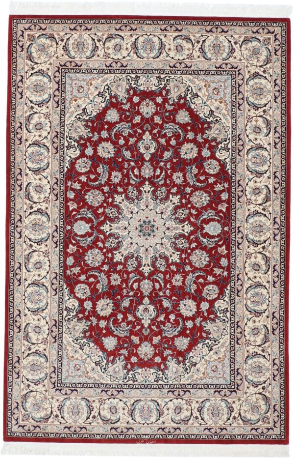 Isfahan Perserteppich 150 × 226 cm, Schurwolle Seide, handgeknüpft