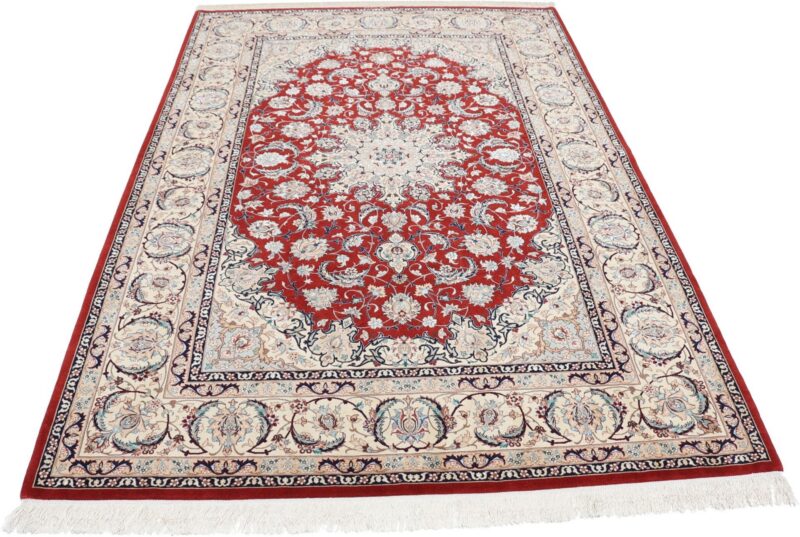 Isfahan Perserteppich 150 × 226 cm, Schurwolle Seide, handgeknüpft