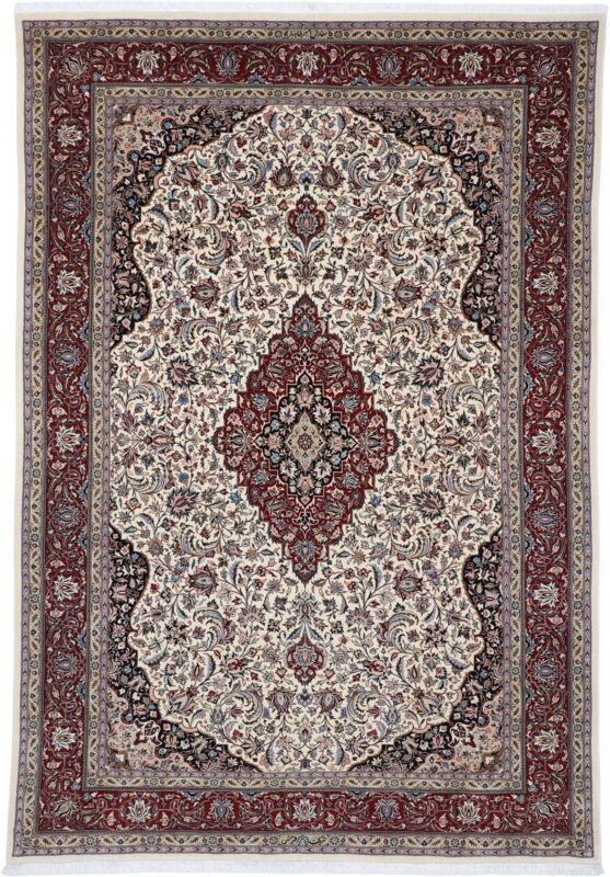 Isfahan Perserteppich 172 × 247 cm, Schurwolle-Seide, handgeknüpft