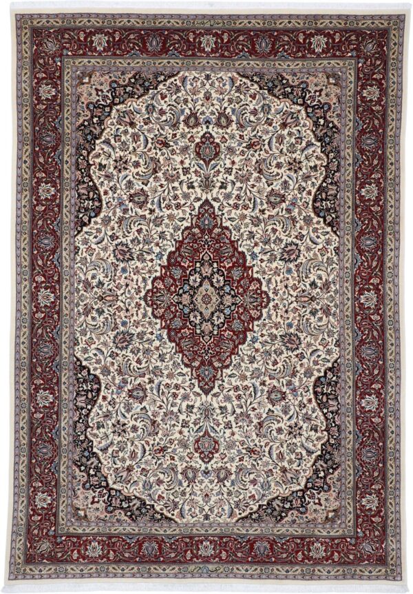 Isfahan Perserteppich 172 × 247 cm, Schurwolle-Seide, handgeknüpft