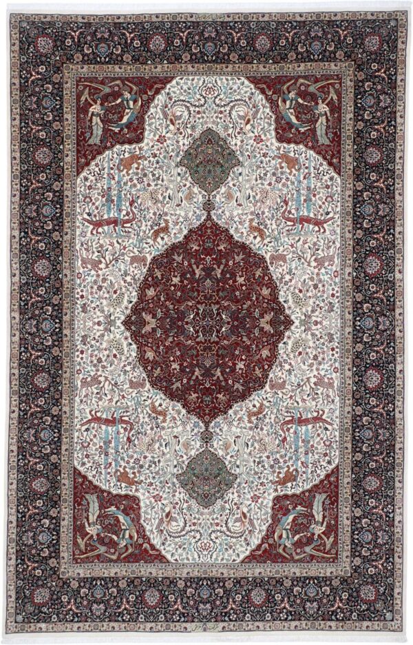 Isfahan Perserteppich 172 × 267 cm, Schurwolle-Seide, handgeknüpft