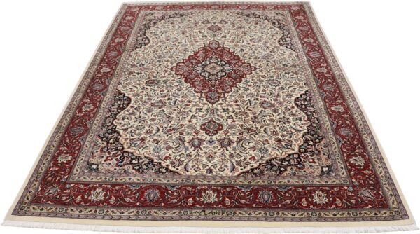 Isfahan Perserteppich 175 × 245 cm, Schurwolle Seide, handgeknüpft
