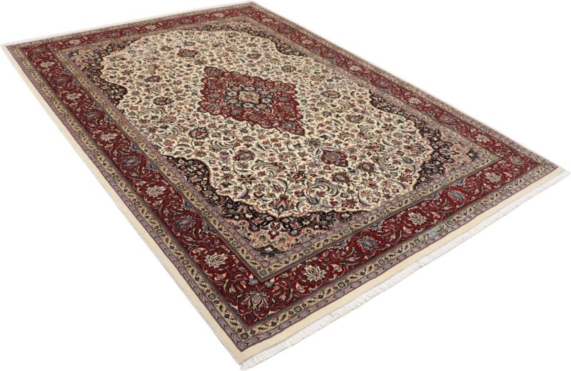 Isfahan Perserteppich 175 × 245 cm, Schurwolle Seide, handgeknüpft