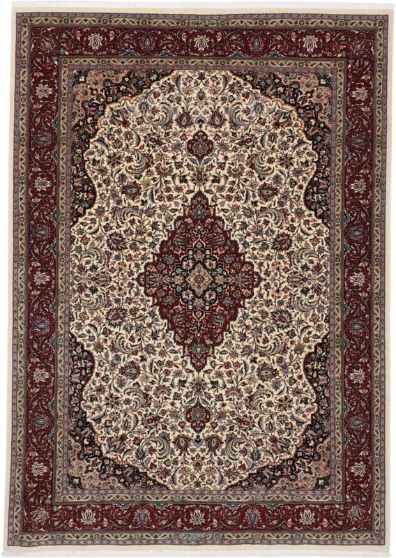 Isfahan Perserteppich 175 × 245 cm, Schurwolle Seide, handgeknüpft