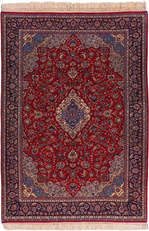 Isfahan Perserteppich 208 × 298 cm, Schurwolle-Seide, handgeknüpft