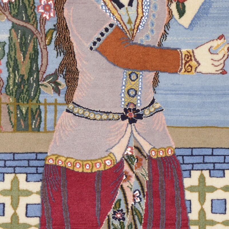 Isfahan Perserteppich 73 × 103 cm, Schurwolle-Seide, handgeknüpft