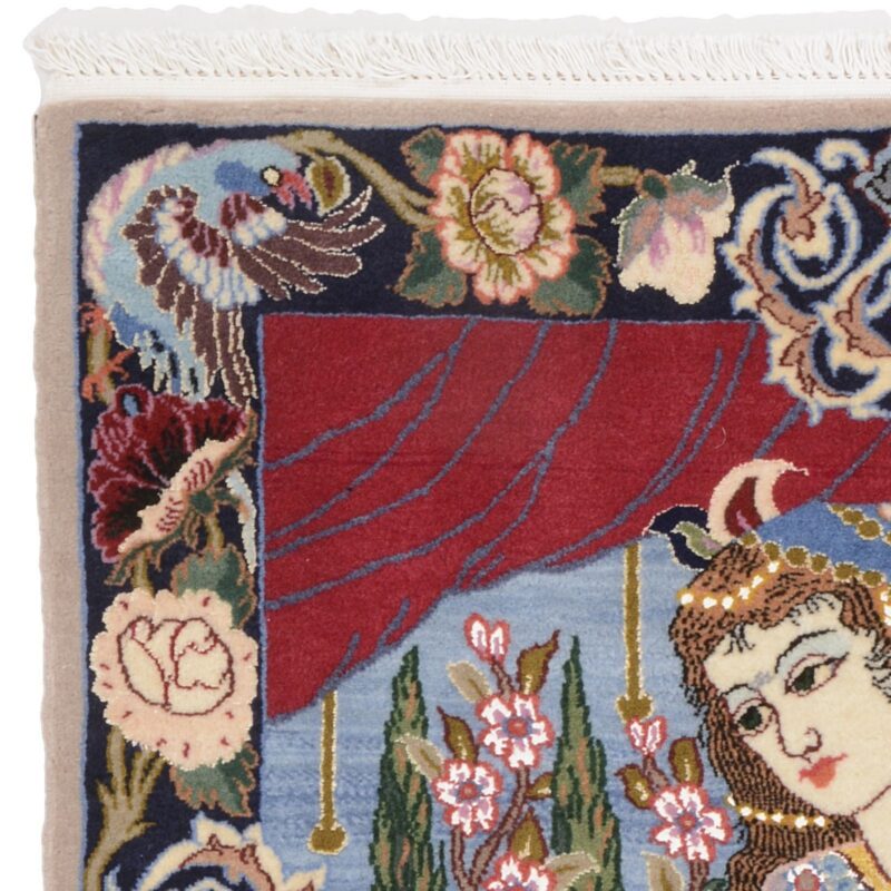 Isfahan Perserteppich 73 × 103 cm, Schurwolle-Seide, handgeknüpft