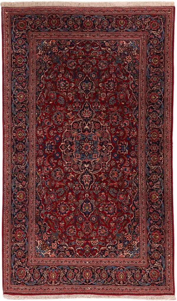 Kashan Perserteppich 133 × 225 cm, Schurwolle, handgeknüpft antik
