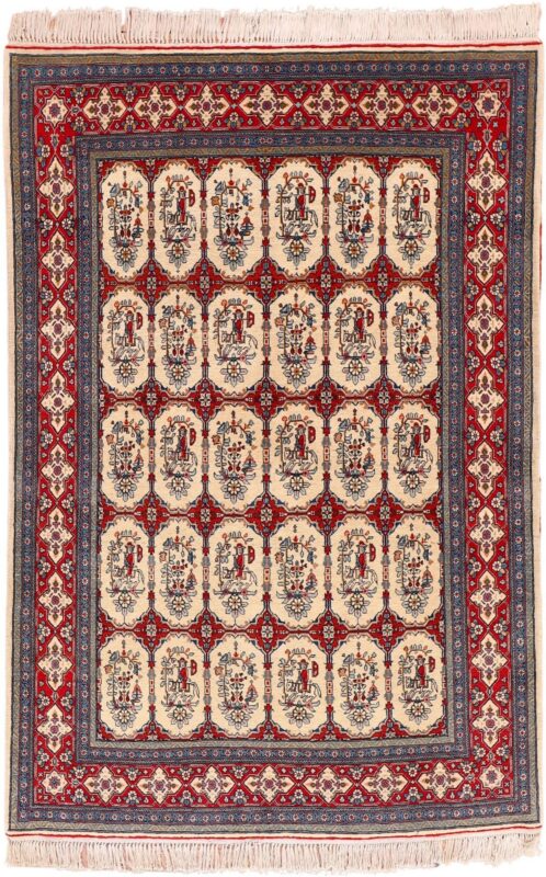 Kashan Perserteppich 134 × 202 cm, Schurwolle, handgeknüpft antik