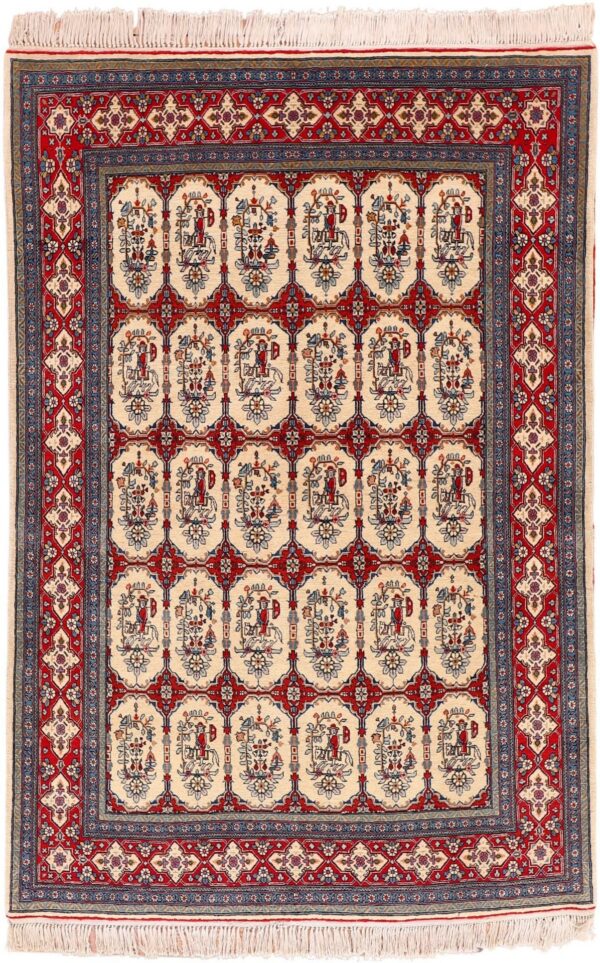 Kashan Perserteppich 134 × 202 cm, Schurwolle, handgeknüpft antik