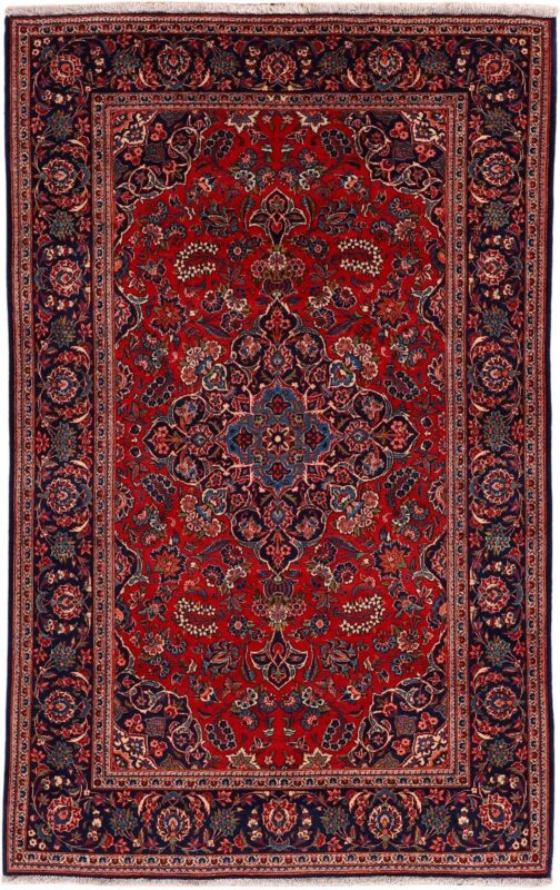 Kashan Perserteppich 140 × 202 cm, Schurwolle, handgeknüpft