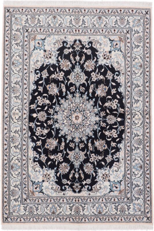 Nain Perserteppich 147 × 208 cm, Schurwolle und Seide, handgeknüpft